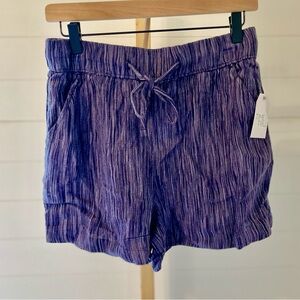 Time and Tru Linen‎ Blend Blue Pull On Women's Shorts